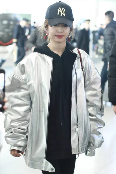 Cantante Taiwanese Jolin Tsai Arriva All Aeroporto Internazionale Pechino Capital — Foto Stock