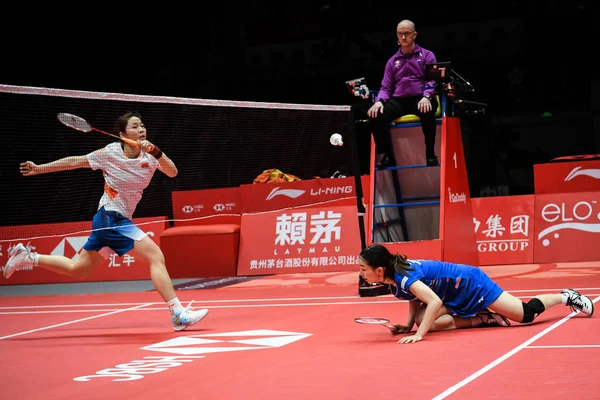 Misaki Matsutomo Japón Junto Con Compañero Equipo Ayaka Takahashi Compite — Foto de Stock