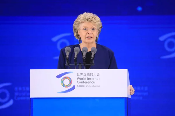 Viviane Reding Lid Van Het Europeesparlement Spreekt Tijdens Slotceremonie Van — Stockfoto