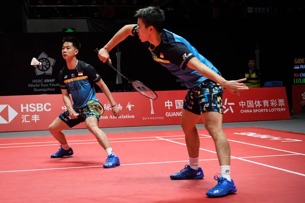 Marcus Fernaldi Gideon Kevin Sanjaya Sukamuljo Indonesia Return Shot Junhui — Stock Photo, Image