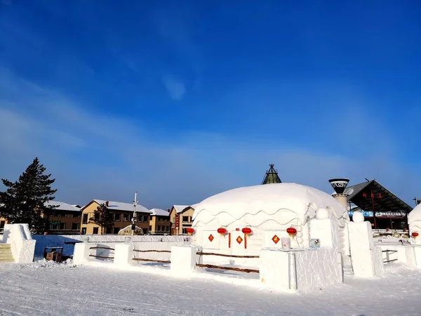 Paesaggio Innevato Del Villaggio Beiji Della Città Mohe Provincia Heilongjiang — Foto Stock