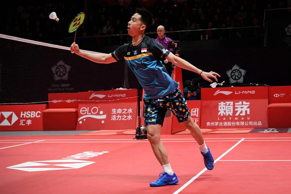 Marcus Fernaldi Gideon Kevin Sanjaya Sukamuljo Indonesia Return Shot Junhui — 图库照片