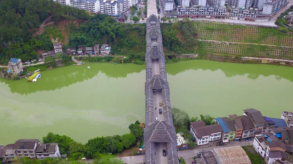 Aerial View Sanjiang Fengyu Qiao Special Kind Bridge Contains Cultural — Stock Photo, Image