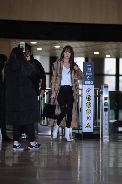 Южнокорейская Модель Актриса Сон Гён Прибывает Международный Аэропорт Гимпо Перед — стоковое фото