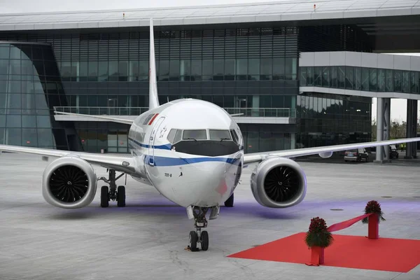 Primeiro Avião Boeing 737 Max Ser Entregue Air China Retratado — Fotografia de Stock
