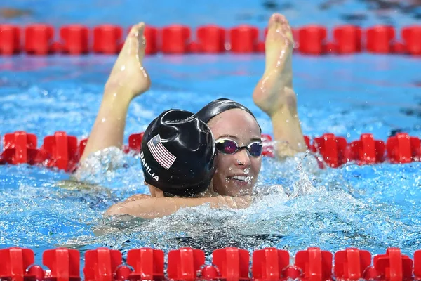 Kelsi Dahlia Dos Eua Direita Comemora Depois Ganhar Final 100 — Fotografia de Stock