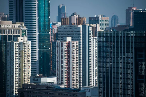 Paesaggio Urbano Grattacieli Grattacieli Nel Distretto Luohu Città Shenzhen Provincia — Foto Stock