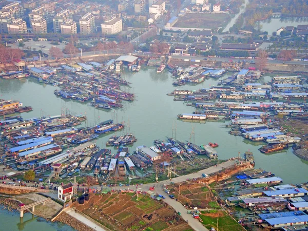 Schiffe Sammeln Sich Hongze See Der Stadt Huai Der Ostchinesischen — Stockfoto
