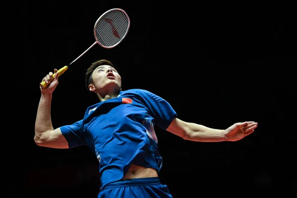 Shu Yuqi China Sirve Contra Anthony Sinisuka Ginting Indonesia Partido —  Fotos de Stock