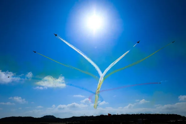 China Aircrafts Aerobatic Team Hongying Meaning Red Eagle Chinese Pla — Stock Photo, Image