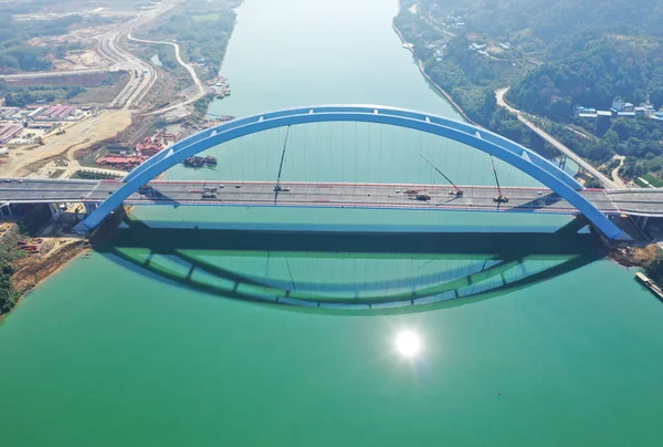 Vue Aérienne Pont Guantang Dans Ville Liuzhou Région Autonome Guangxi — Photo