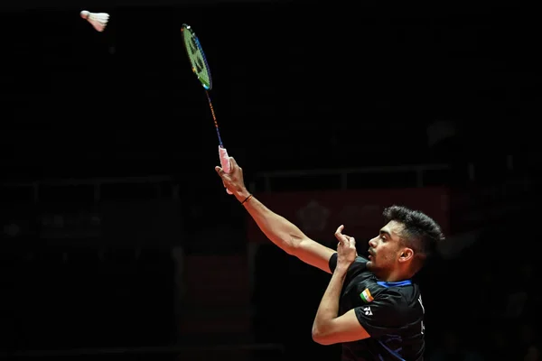 Sameer Verma India Sirve Contra Kento Momota Japón Partido Masculino —  Fotos de Stock