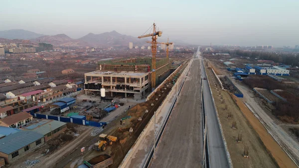 View Construction Site Main Structure Xuanhua North Station Beijing Zhangjiakou — стоковое фото