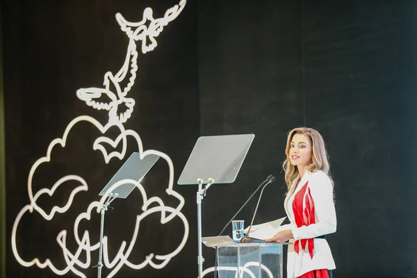 Regina Rania Giordania Tiene Discorso Durante Xin Philanthropy Conference Nella — Foto Stock