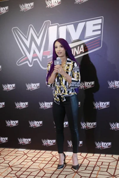 Luchadora Profesional Estadounidense Sasha Banks Asiste Una Conferencia Prensa Para — Foto de Stock