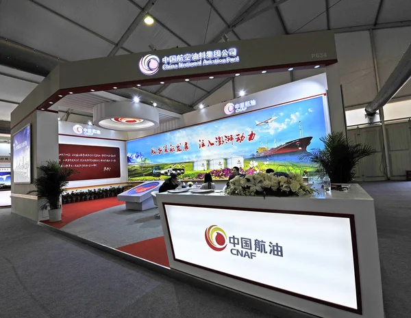 Vista Del Stand China National Aviation Fuel Group Cnaf Durante — Foto de Stock