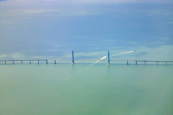 Una Vista Aérea Del Puente Marítimo Más Largo Del Mundo — Foto de Stock