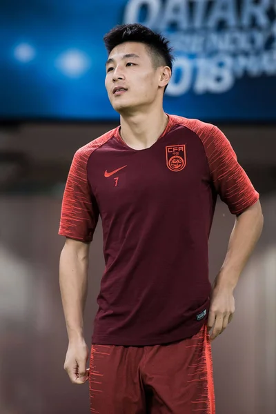 Lei Dari Tim Nasional Sepak Bola Pria Tiongkok Mengambil Bagian — Stok Foto