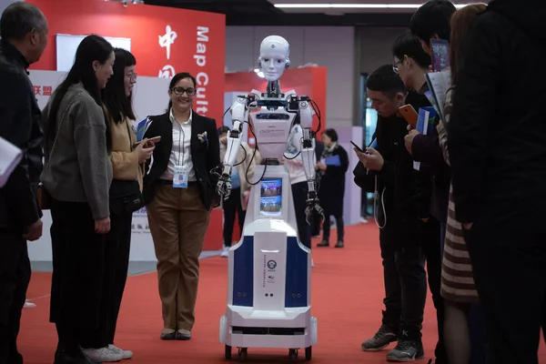 Robot Humanoide Trabaja Durante Congreso Mundial Información Geoespacial Las Naciones —  Fotos de Stock