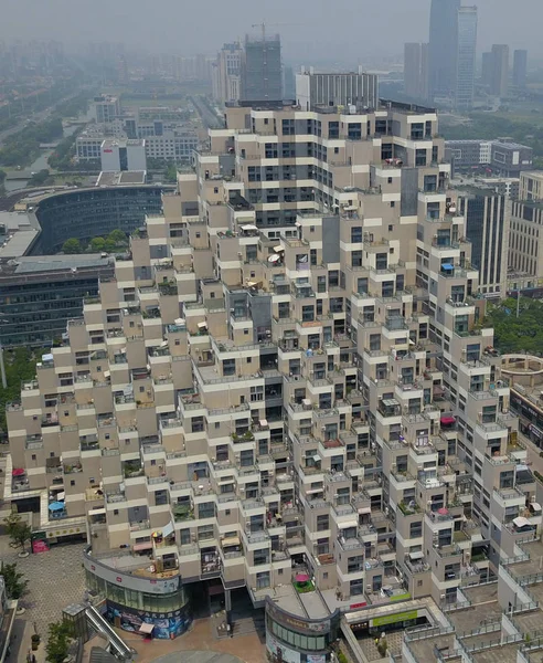 Aerial View Pyramid Complex Comprised Three Office Buildings Kunshan City — Stock Photo, Image
