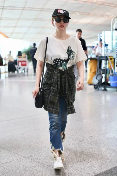 Cantora Chinesa Jane Zhang Zhang Liangying Chega Aeroporto Internacional Capital — Fotografia de Stock