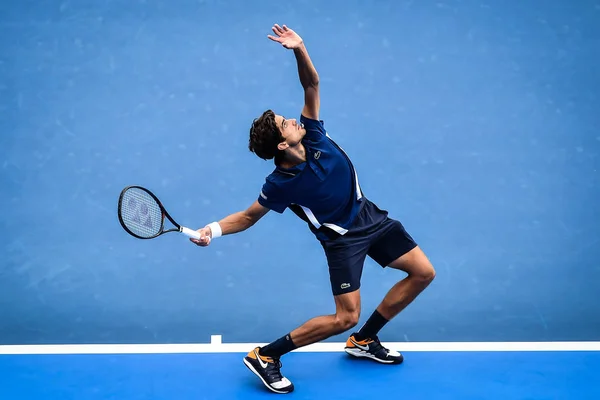 Pierre Hugues Herbert França Serve Contra Albert Ramos Vinolas Espanha — Fotografia de Stock