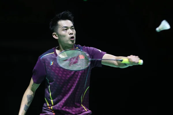 Lin Dan Çin Bir Atış Için Kento Momota Japonya Erkekler — Stok fotoğraf