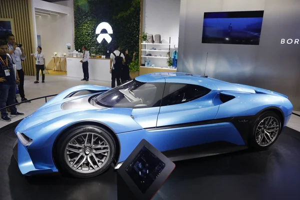Kinesiska Besökarna Nio Ep9 Elektriska Superbil Nextev Display Kina Internationella — Stockfoto