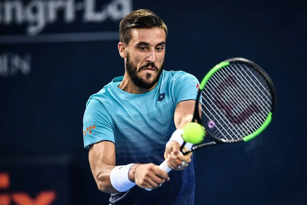 ボスニアの Damir Dzumhur 2018 日中国南部の広東省深セン市で 2018 Atp 深セン オープン テニス — ストック写真