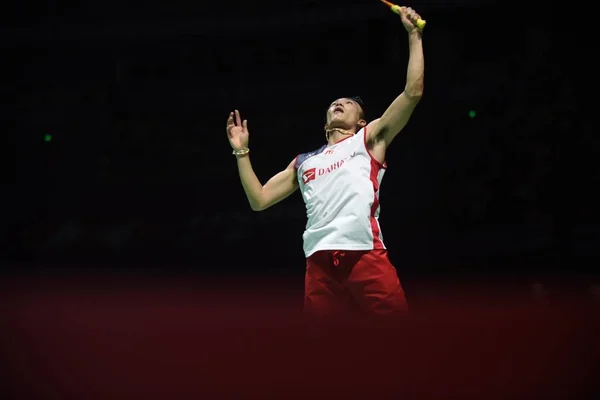 Kento Momota Japonii Gra Strzał Chou Tien Chen Tajpej Republice — Zdjęcie stockowe