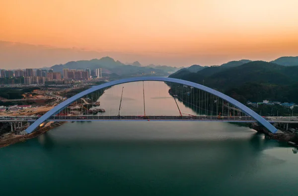 Вид Мосту Guantang Лючжоу Міста Південному Китаї Гуансі Чжуанський Автономний — стокове фото