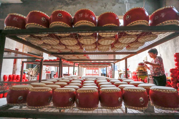 Tambores Chineses Tradicionais São Retratados Aldeia Matun Cidade Goushi Cidade — Fotografia de Stock