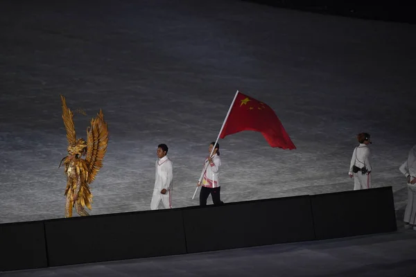 Çinli Şovcular Sporcular Hangzhou Show Kapanış Töreni Sırasında Gerçekleştirmek 2018 — Stok fotoğraf
