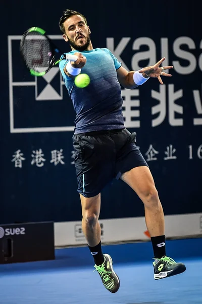 ボスニアの Damir Dzumhur 2018 日中国南部の広東省深セン市で 2018 Atp 深セン オープン テニス — ストック写真