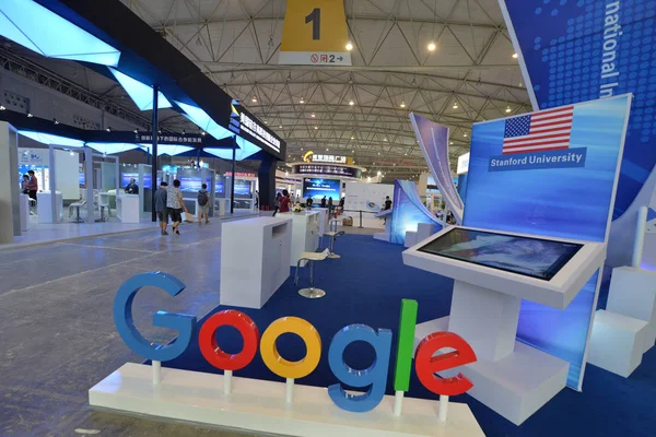 Ein Logo Von Google Während Einer Ausstellung Der Stadt Chengdu — Stockfoto