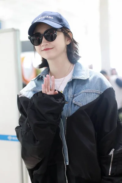 Attrice Cinese Jing Tian Arriva All Aeroporto Internazionale Pechino Capital — Foto Stock