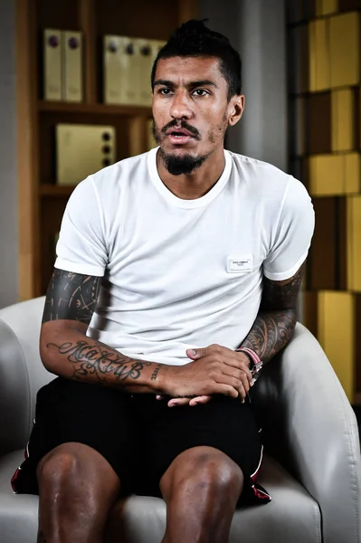 Futebolista Brasileiro Paulinho Guangzhou Evergrande Taobao Recebe Uma Entrevista Exclusiva — Fotografia de Stock