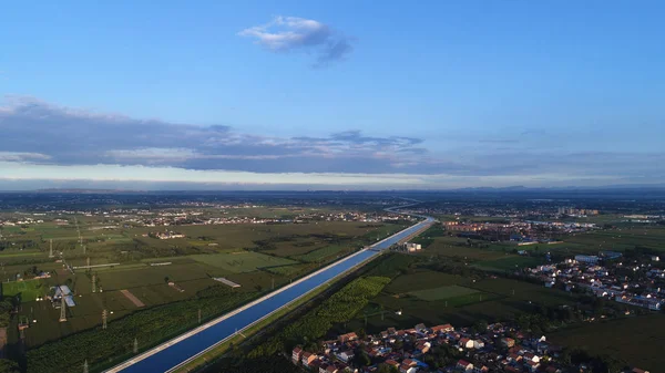 Flygfoto Över Vattenledningen Linjen Central Mitten Projektet Syd Till Nord — Stockfoto