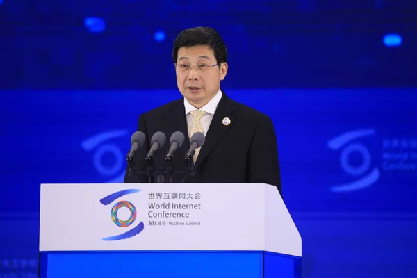 Чжуан Rongwen Голова Адміністрації Кіберпросторі Китаю Виступає Під Час Церемонії — стокове фото