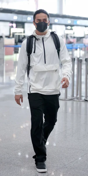 Actor Chino Jiang Jinfu Llega Aeropuerto Internacional Beijing Capital Antes — Foto de Stock