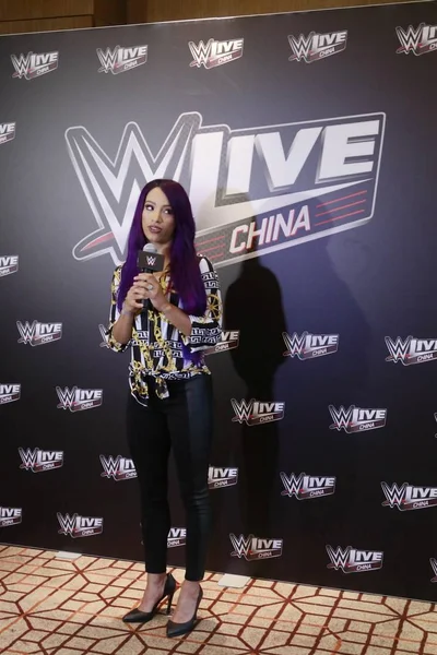 Luchadora Profesional Estadounidense Sasha Banks Asiste Una Conferencia Prensa Para — Foto de Stock