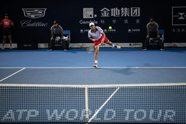 Fernando Verdasco Van Spanje Serveert Tegen Yoshihito Nishioka Van Japan — Stockfoto