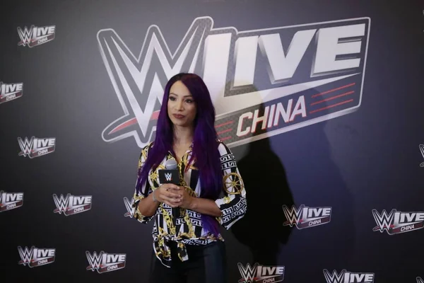 Luptătorul Profesionist American Sasha Banks Participă Conferință Presă Pentru Evenimentul — Fotografie, imagine de stoc