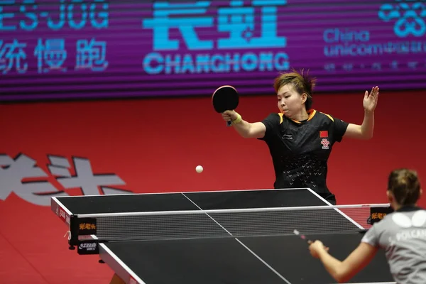 Zhu Yuling China Returns Shot Sofia Polcanova Austria Women Singles — 图库照片