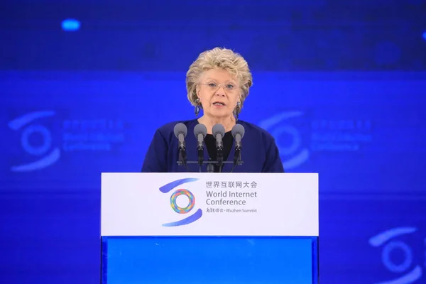 Viviane Reding Miembro Del Parlamento Europeo Habla Durante Ceremonia Clausura —  Fotos de Stock