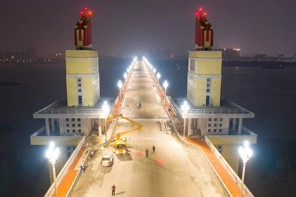 Magnolia Shaped Lamps Turned Test Nanjing Yangtze River Bridge Nanjing — Φωτογραφία Αρχείου