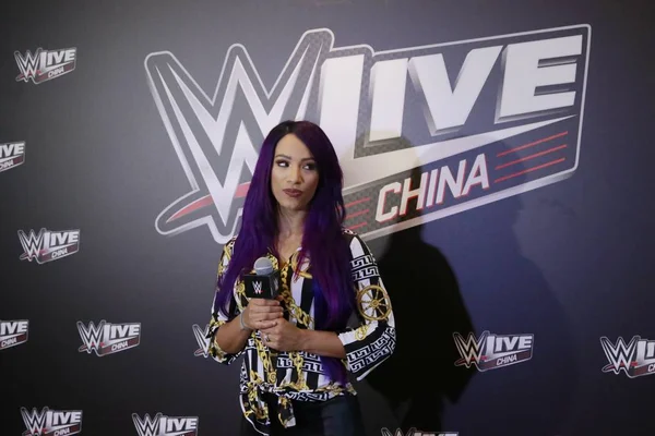 Luchadora Profesional Estadounidense Sasha Banks Asiste Una Conferencia Prensa Para — Foto de Stock