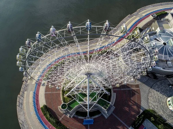 Aerial View Ocean View Ferris Wheel Qingdao West Coast New — Stock Photo, Image