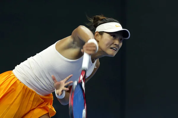 Wang Yafan China Devolve Uma Foto Para Caroline Garcia França — Fotografia de Stock