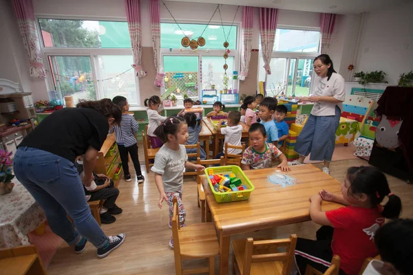 Crianças Têm Uma Aula Jardim Infância Pequim China Setembro 2018 — Fotografia de Stock